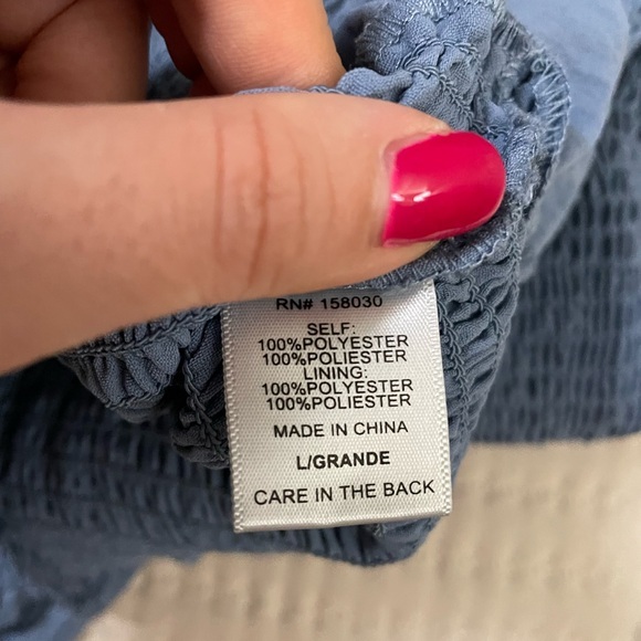 Love Tree Bodycon Smocked Mini Dress in Blue‎ - L - Picture 9 of 9